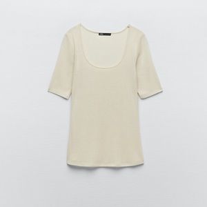 NWT Zara Scoop Neck Soft Short Sleeve Top Size Small